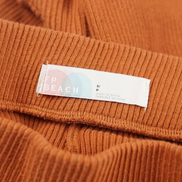 Free People FP Beach Ribbed Flare Leg High Waist Brown Pants Womens Sz S - Picture 5 of 10